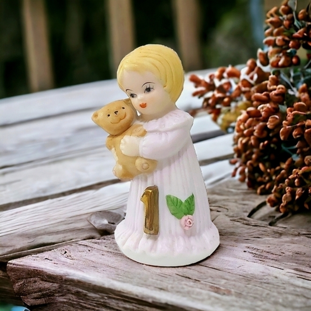 Vintage Enesco 1981 Growing Up Birthday Girl Figurine #1